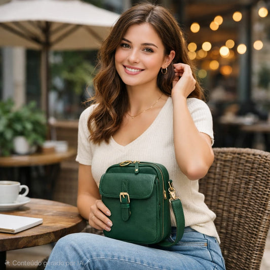 Bolsa Tiracolo Retro em Couro PU